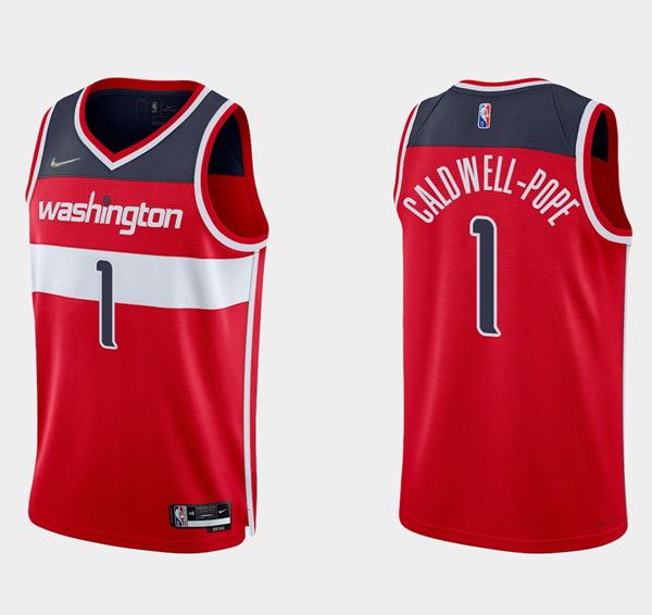 Men's Washington Wizards #1 Kentavious Caldwell-Pope Red Icon Edition Stitched Jersey